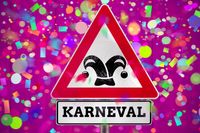 Karneval Achtung Narrenzeit mit buntem Konfetti und fröhlicher Partyatmosphäre