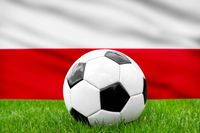 Der Fußball vor der polnischen Fahne steht für die Nationalmannschaft von Polen im Fußball.