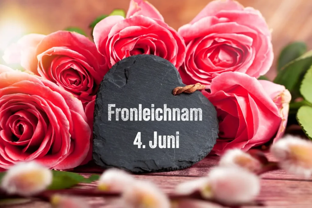 Fronleichnam 2026 am 4 juni mit blumen und herz
