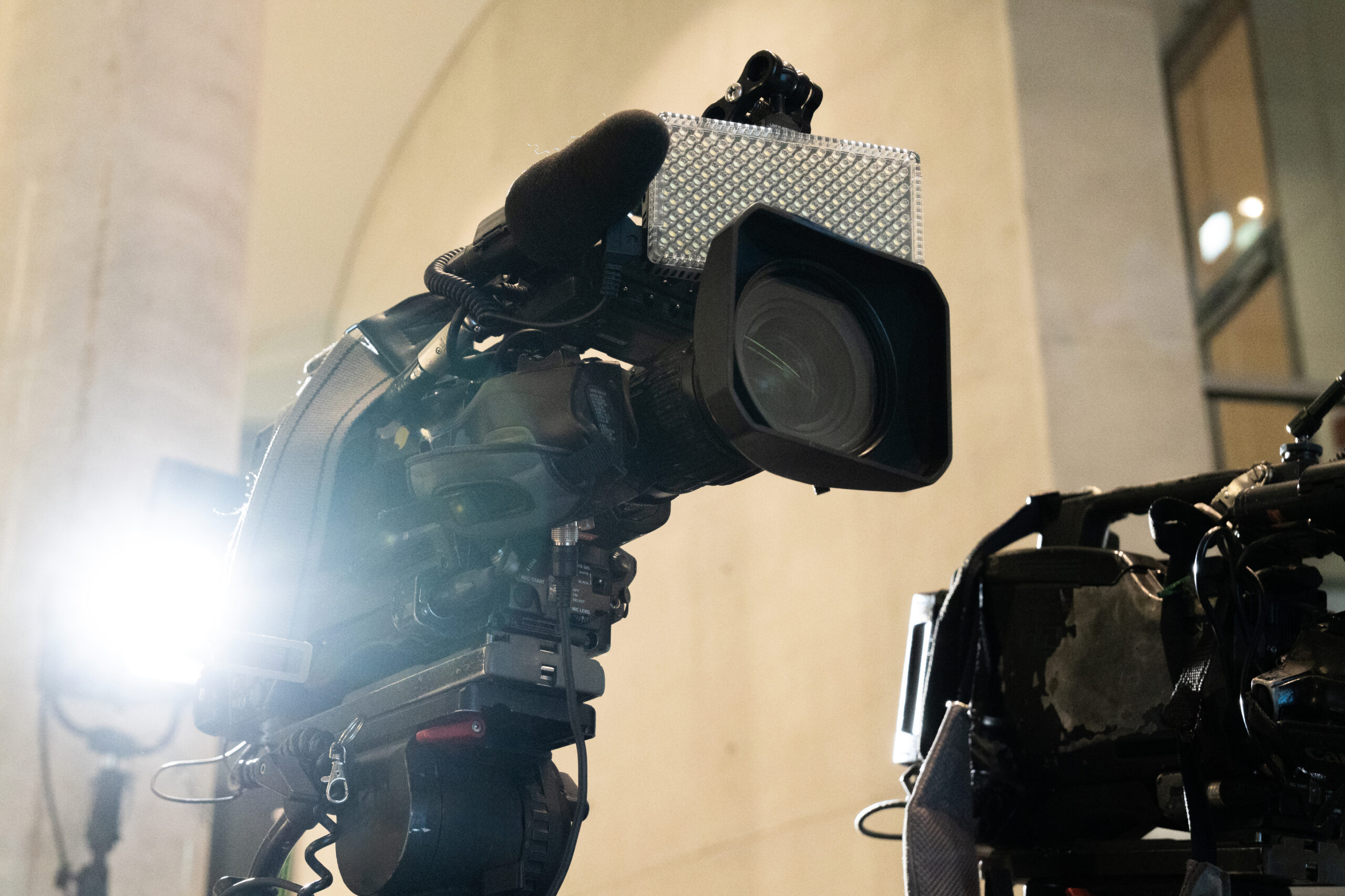 Professionelle Videokamera mit Mikrofon